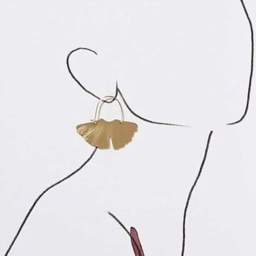 Anthropologie Golden Ginko Leaf Earrings - Picture 5 of 12